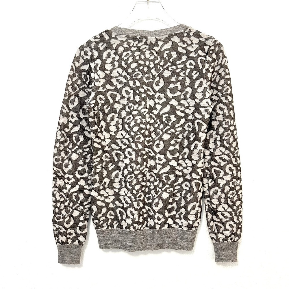 Animal Print Sweater Top INC Shirt Metallic Leopard Wool Brown Taupe Size Small - Picture 11 of 12